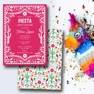 Mexikanische traditionelle Floral Fiesta Rosa Baby Einladung
