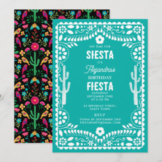Mexikanische traditionelle Floral Fiesta Türkis Ge Einladung