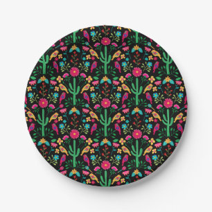 Mexikanische traditionelle Volkskunst Helle Farben Pappteller