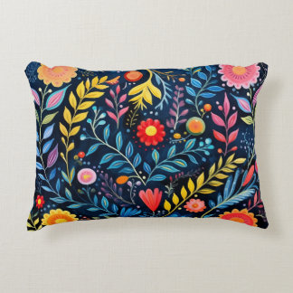 mexikanische Tribal blauen Tapestry Blumen Akzent Dekokissen
