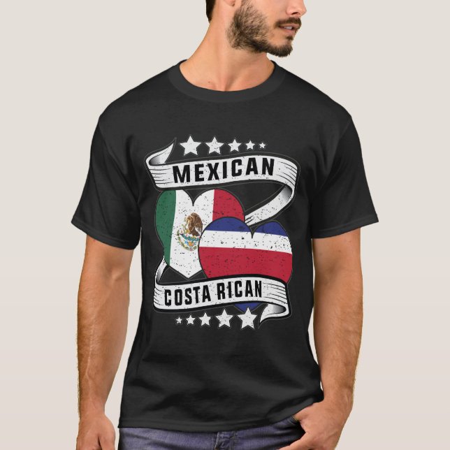 mexikanische und costa-rikanische Flagge T-Shirt (Vorderseite)