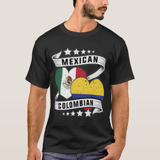 mexikanische und kolumbianische Flagge T-Shirt (Vorderseite)