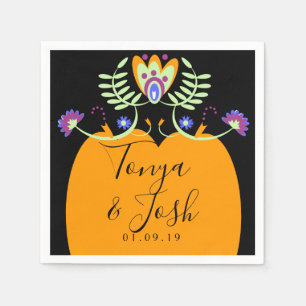 Mexikanische Volksblumen Hochzeit   Halloween-Kürb Serviette