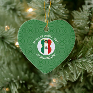 Mexikanische Weihnachtsflagge Engel Personalisiert Keramik Ornament