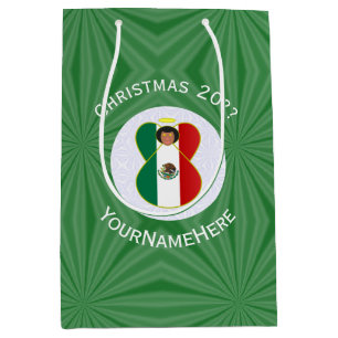 Mexikanische Weihnachtsflagge Engel personalisiert Mittlere Geschenktüte