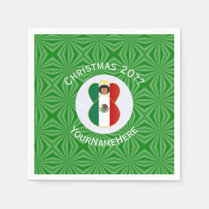 Mexikanische Weihnachtsflagge Engel personalisiert Serviette