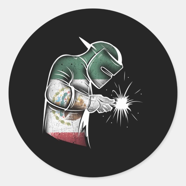 Mexikanische Welder-Flagge Runder Aufkleber (Vorderseite)
