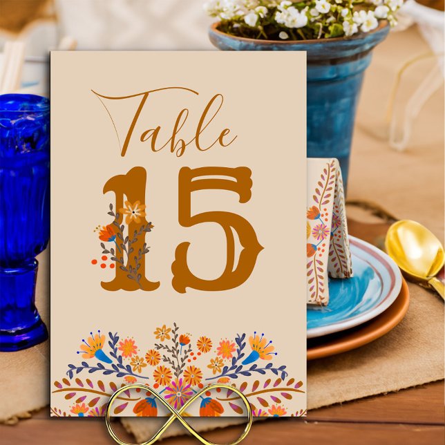 mexikanische Western Nummer Themenkarte Tischnummer (Table Number Card from my Mexican Floral collection
)