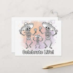 Mexikanische Zucker-Schädel-Postkarte zum Tag der Postkarte
