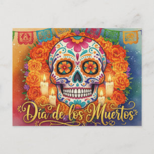 Mexikanische Zucker-Schädel-Postkarte zum Tag der Postkarte