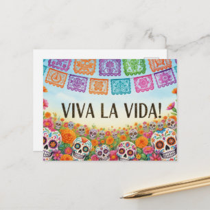 Mexikanische Zucker-Schädel-Postkarte zum Tag der Postkarte