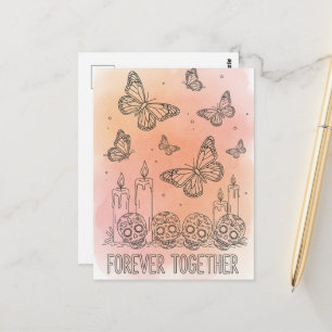 Mexikanische Zucker-Schädel-Postkarte zum Tag der Postkarte