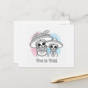Mexikanische Zucker-Schädel-Postkarte zum Tag der Postkarte