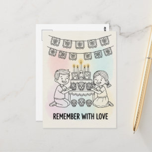 Mexikanische Zucker-Schädel-Postkarte zum Tag der Postkarte