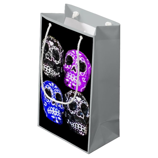 Mexikanische Zuckerschädel-Geschenktasche Kleine Geschenktüte (Rückseite Schrägansicht)