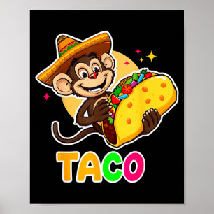Mexikanischer Affe Sombrero Taco el Squatcho Spaß Poster