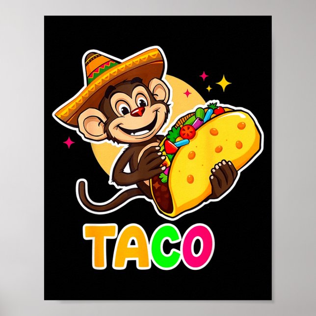 Mexikanischer Affe Sombrero Taco el Squatcho Spaß  Poster (Vorne)