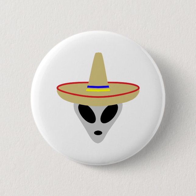 mexikanischer alien Sombrero Button (Vorderseite)