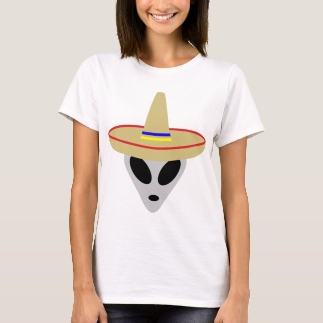 mexikanischer alien Sombrero T-Shirt (Vorderseite)