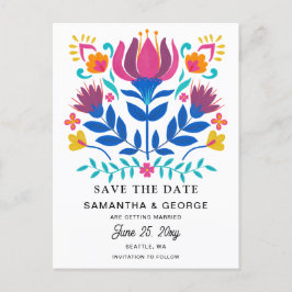 Mexikanischer Blumenfiesta Save the Date Ankündigungspostkarte