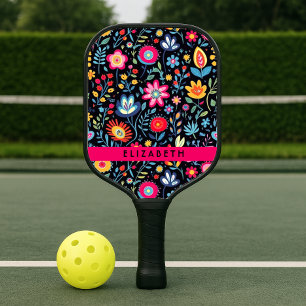Mexikanischer Blumengarten personalisierter Name Pickleball Schläger