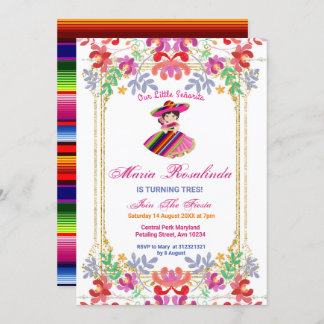 Mexikanischer Blumenmagier Fiesta Tres Geburtstag Einladung