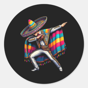 Mexikanischer Boy Dabbing Cinco De Mayo Festivals Runder Aufkleber