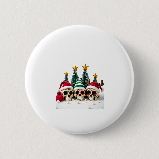 Mexikanischer Calavera Santa Flower Zucker-Schädel Button (Vorderseite)