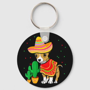 Mexikanischer Chihuahua Dog Sombrero Cinco De Mayo Schlüsselanhänger