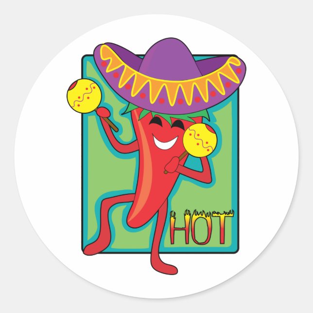 mexikanischer Chili Runder Aufkleber (Vorderseite)