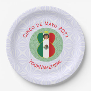 Mexikanischer Cinco de Mayo Engel Personalisiert  Pappteller