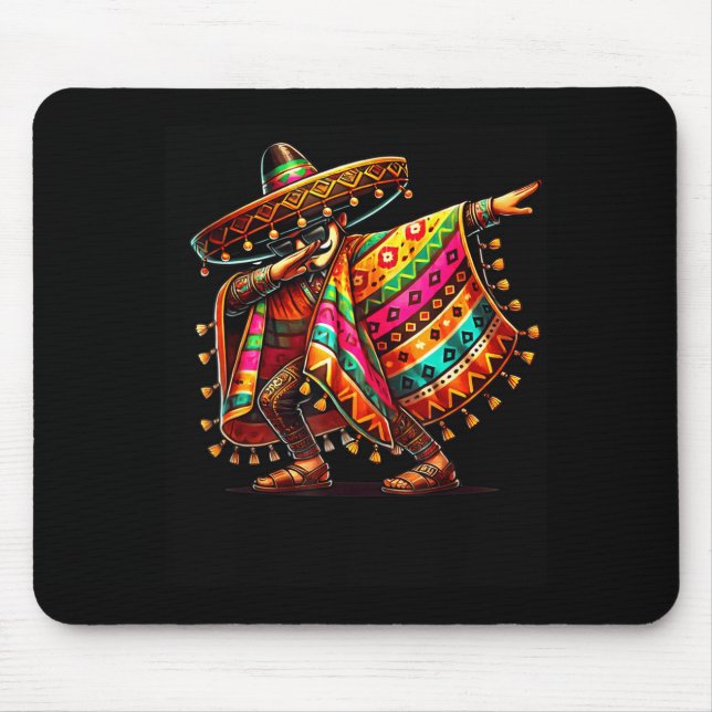 Mexikanischer Dabbing-Sombrero-Schnurrbart Cinco d Mousepad (Vorne)