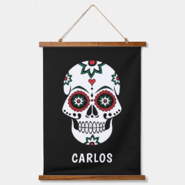 Mexikanischer Dia de Los Muertos Tag des Toten Kos Wandteppich Mit Holzrahmen