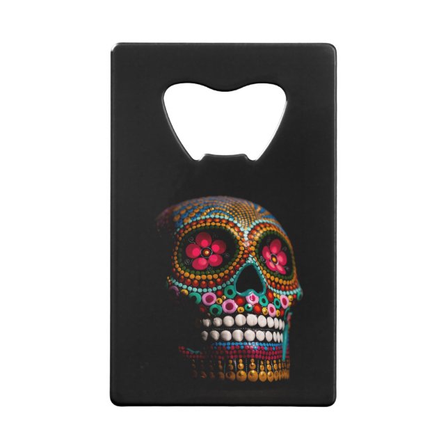 Mexikanischer Dia des Toten Skeletts Kunst des Tod Geldbeutel Flaschenöffner (Rückseite)