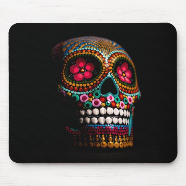 Mexikanischer Dia des Toten Skeletts Kunst des Tod Mousepad (Vorne)