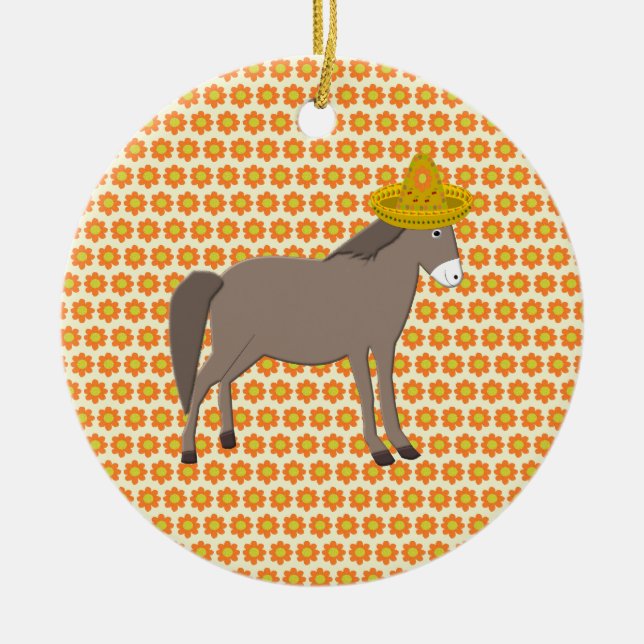 Mexikanischer Donkey-Tag der Toten Keramik Ornament (Vorne)