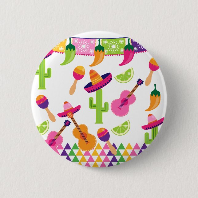 Mexikanischer Fiesta-PartySombrerosaguaro-Limone Button (Vorderseite)