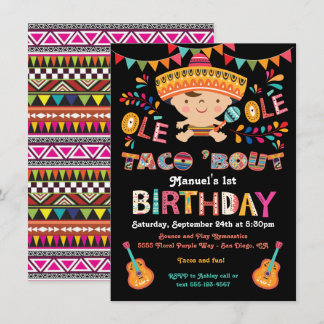 Mexikanischer Fiesta Taco gegen den 1. Geburtstag Einladung