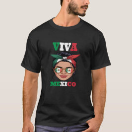 Mexikanischer Flaggenmädchen Viva Mexiko Unabhängi T-Shirt