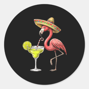 Mexikanischer Flamingo Sombrero Margarita Cinco de Runder Aufkleber