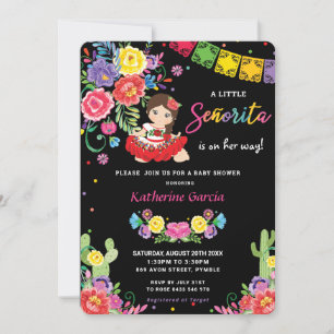 Mexikanischer Flora Kleine Senorita Girl Babydusch Einladung