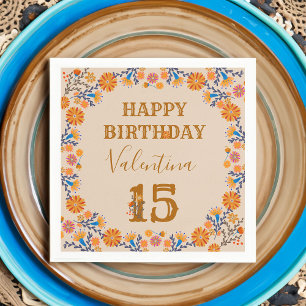 Mexikanischer floraler westlicher Geburtstag editi Serviette