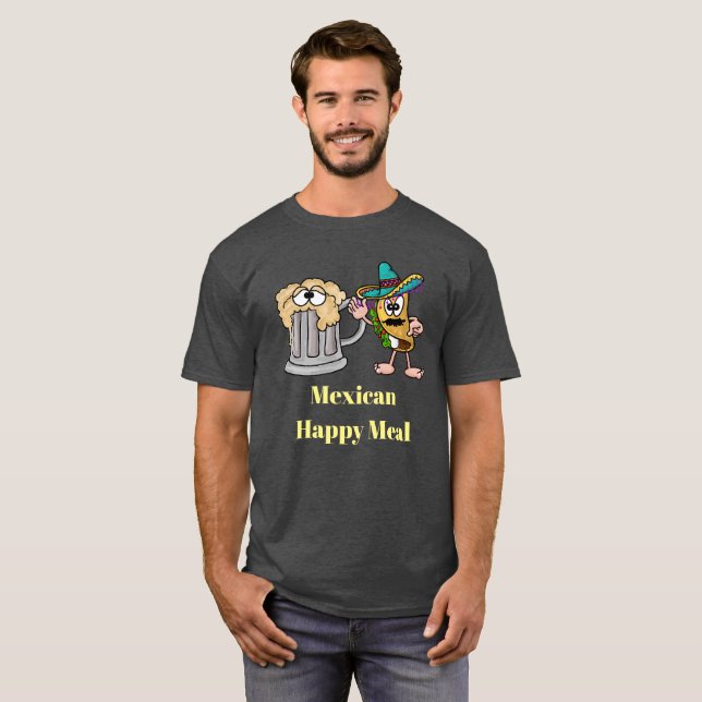 Mexikanischer Happy Meal Taco und Bier T - Shirt (Vorne ganz)