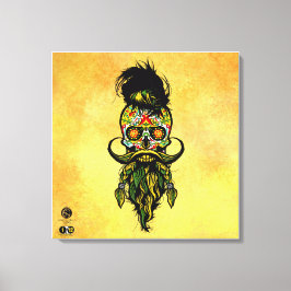 Mexikanischer Hipster Skulls-Bärenkopf Leinwanddruck