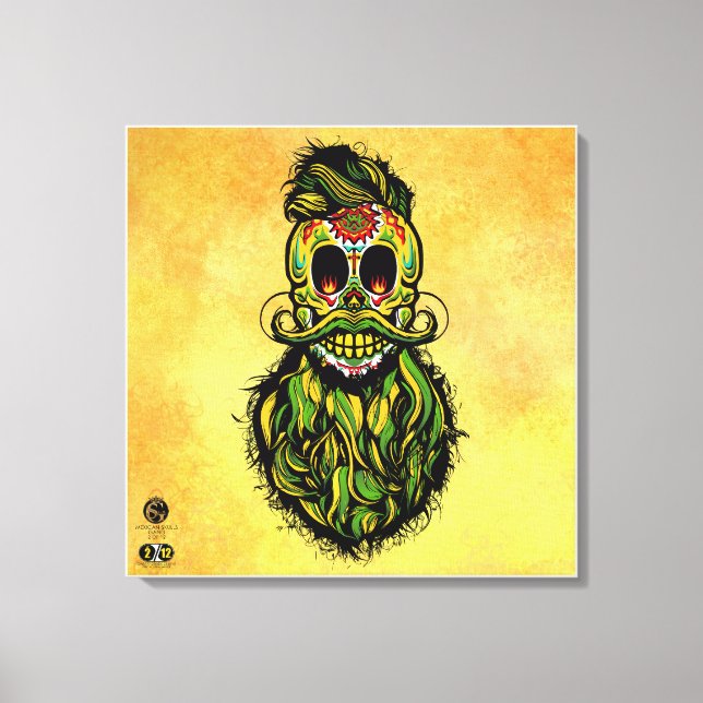 Mexikanischer Hipster Skulls-Bärenkopf Leinwanddruck (Vorderseite)