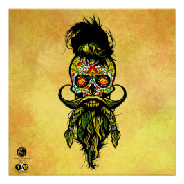 Mexikanischer Hipster Skulls-Bärenkopf Poster
