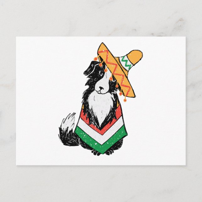 Mexikanischer Hund Sombrero und Poncho Cinco de Ma Postkarte (Vorderseite)