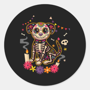 Mexikanischer Hundetag des Skeletts der Regierungs Runder Aufkleber