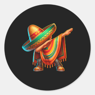 Mexikanischer Junge Dabbing Poncho Cinco De Mayo 1 Runder Aufkleber