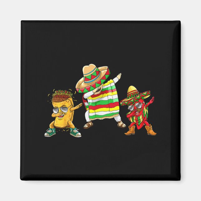 Mexikanischer Junge Dabbing Poncho Cinco De Mayo L Magnet (Vorne)
